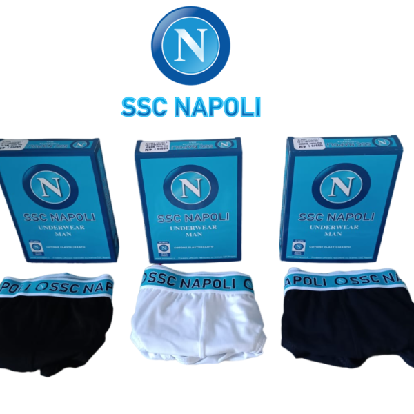 3 Boxer Uomo S.S.C Napoli In Cotone Elasticizzato Con Elastico Esterno Con Logo
