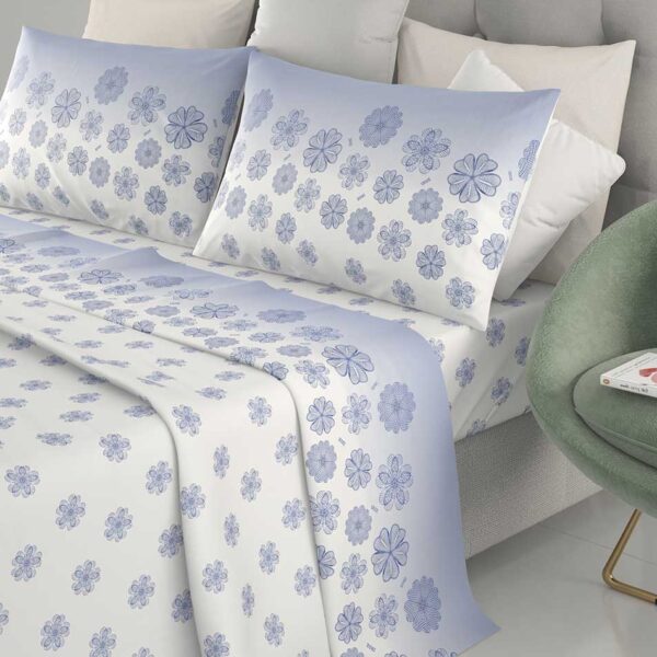 Completo Lenzuola Letto Matrimoniale Irge “Guru” In Puro Cotone 100% Stampato