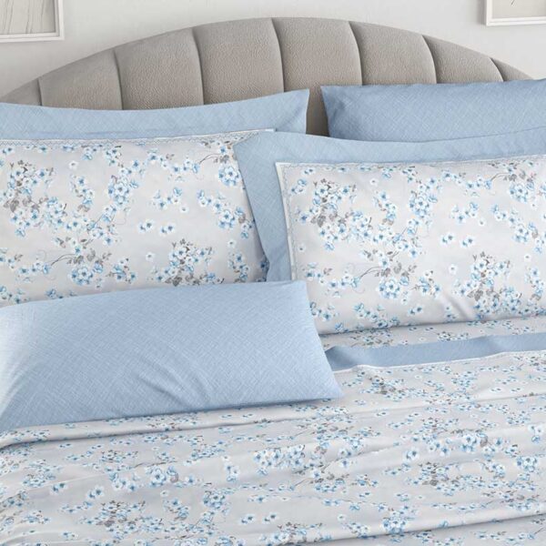 Completo Lenzuola Letto Matrimoniale Irge “Mila” In Puro Cotone 100% 4 Federe