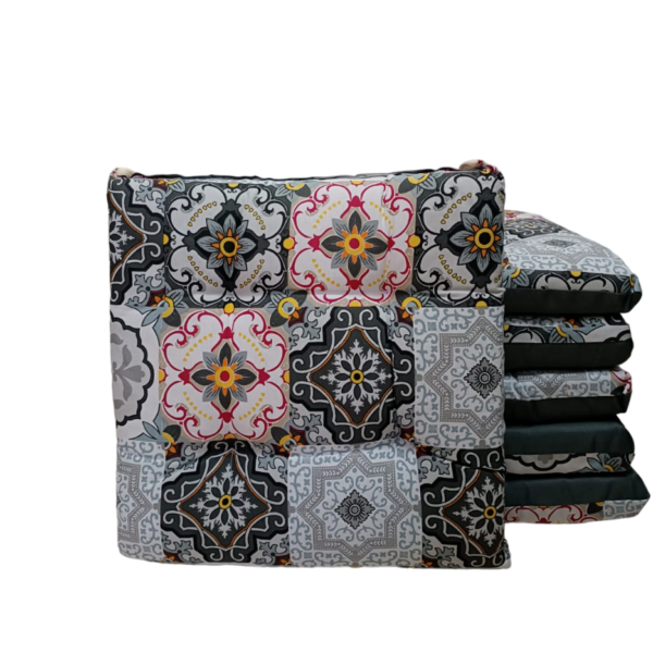 6 Pezzi Coprisedia Cuscini Sedia 4 Punti Con Lacci In Fantasia Vietrese