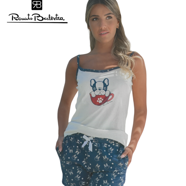 Pigiama Donna Corto Renato Balestra Cotone Spallina Stretta Pantaloncino Corto