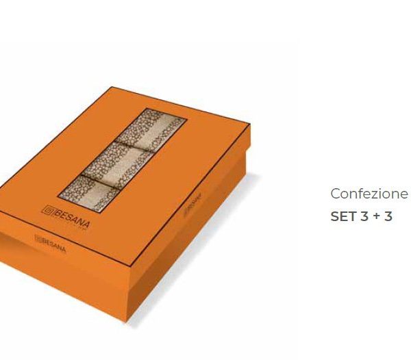 Set Asciugamani Bagno 3+3 Besana Caleffi Viso Ospite Spugna Cotone 100%