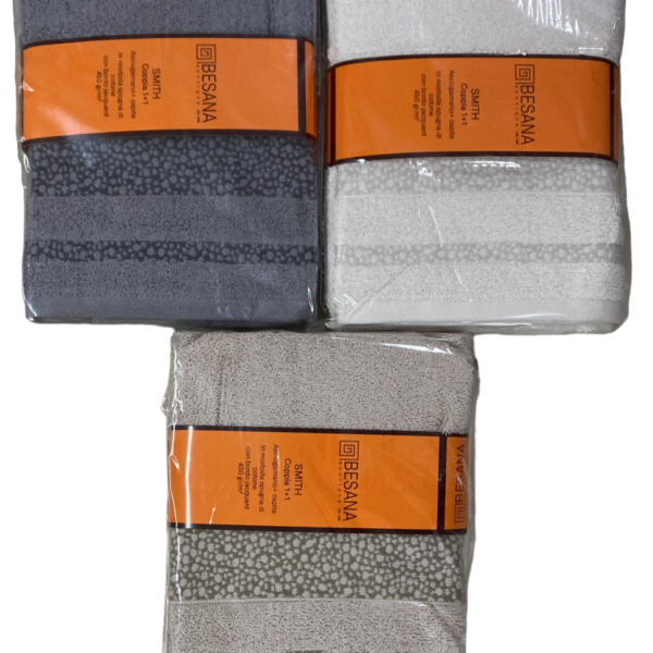 Set Asciugamani Bagno 1+1 Viso Ospite Besana Caleffi Spugna Cotone 100%