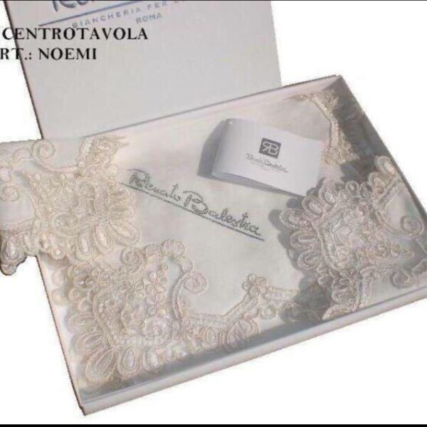 Tris Centri Centrini Runner 3 Pezzi Renato Balestra “Noemi” Elegante Ricamato Tris Centri Centrini Runner 3 Pezzi Renato Balestra “Noemi” Elegante Ricamato