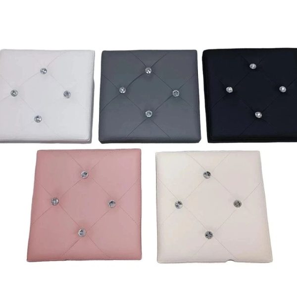 Pouf Contenitore Arredo Poggiapiedi Pieghevole Rigido In Ecopelle Con Swarovski