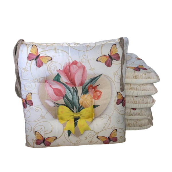 6 Cuscini Coprisedia 4 Punti Con Lacci Fantasia Floreale