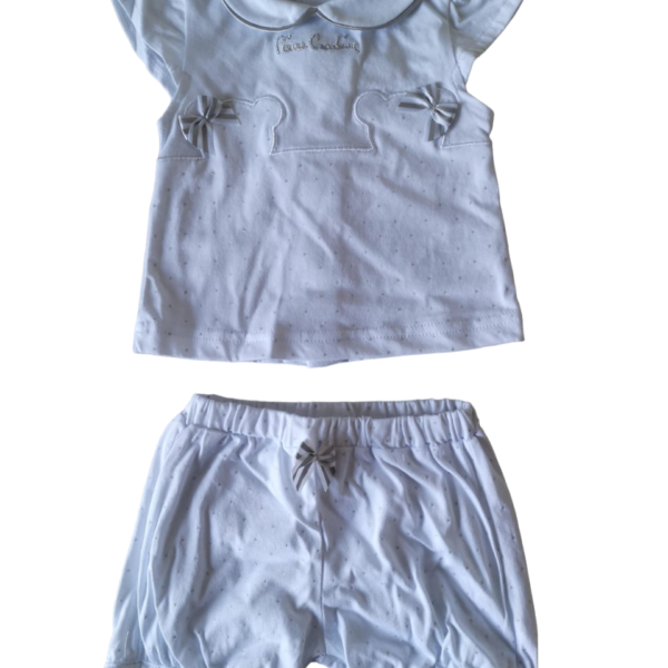 Completo Neonato Tutina Corto 2 Pezzi Pierre Cardin In Cotone Jersey Femminile Completo Neonato Tutina Corto 2 Pezzi Pierre Cardin In Cotone Jersey Femminile