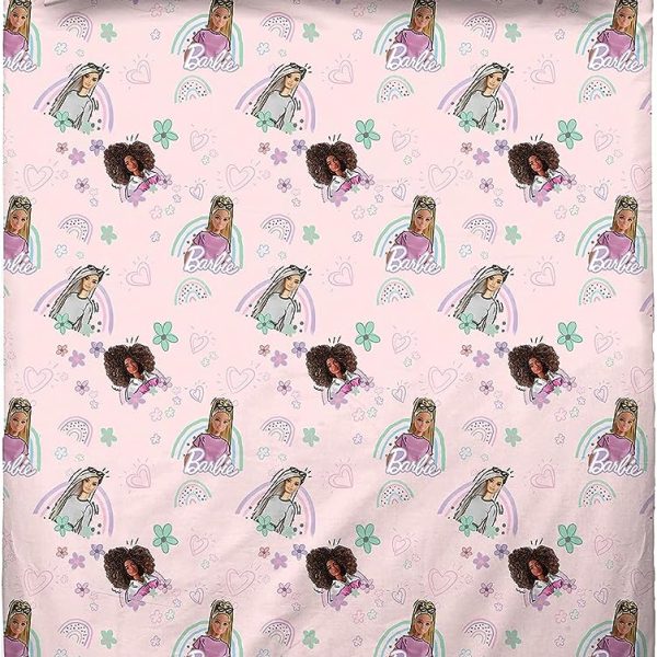 Completo Lenzuola Barbie Letto 1 Piazza Singolo 100% Cotone Prodotto Ufficiale
