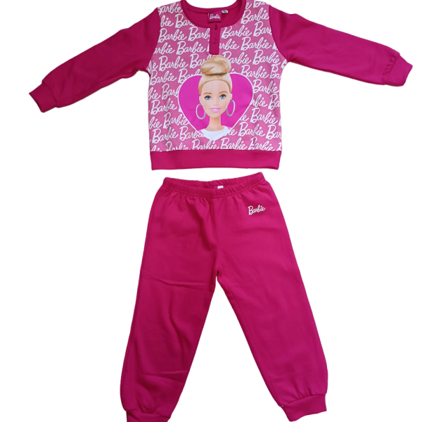Pigiama Bimba Bambina Barbie In Caldo Cotone Manica Lunga Pantalone Lungo