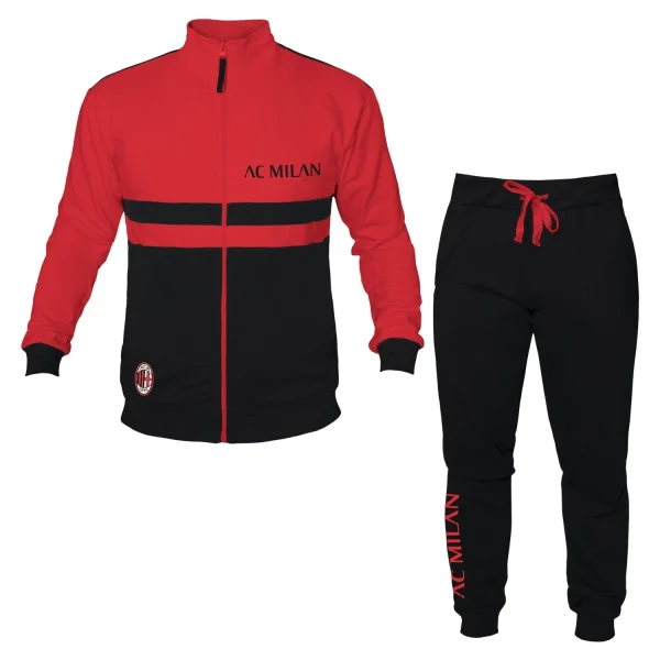 Tuta Uomo Felpata Da Casa A.C. Milan Prodotto Ufficiale Felpa Con Zip Con Logo