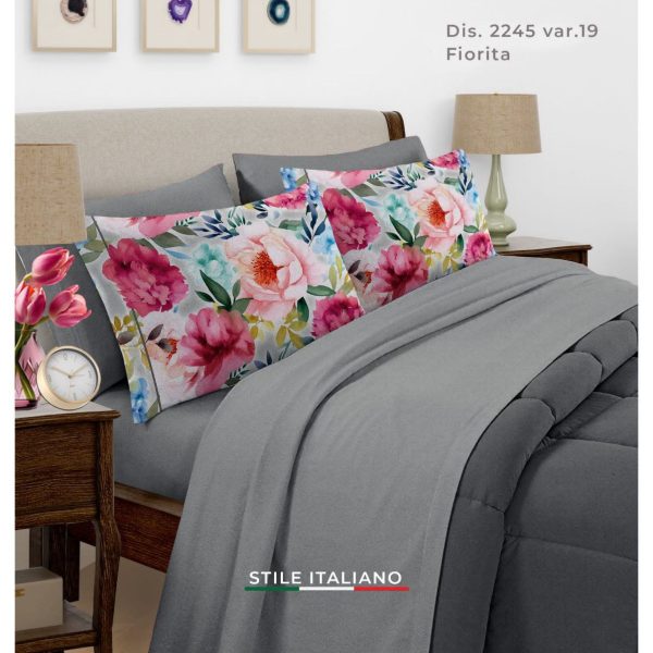 Completo Lenzuola Letto Matrimoniale Marta Marzotto “Fiorita” Made In Italy