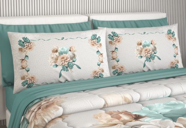 Set Lenzuola Matrimoniali 4 Pezzi - 100% Cotone, Made In Italy, Design Floreale Mon Amour (Eden) - Foto 5