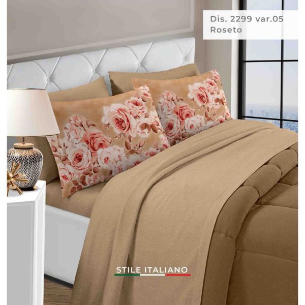 Completo Lenzuola Letto Matrimoniale Marta Marzotto “Roseto” Made In Italy