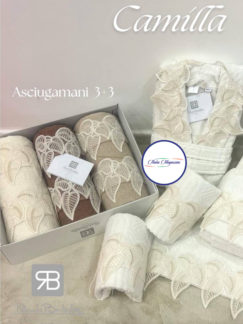 Set 2 Asciugamani Cotone Made In Italy - 110x60 Cm + 60x40 Cm - Colore Cipria - Foto 6