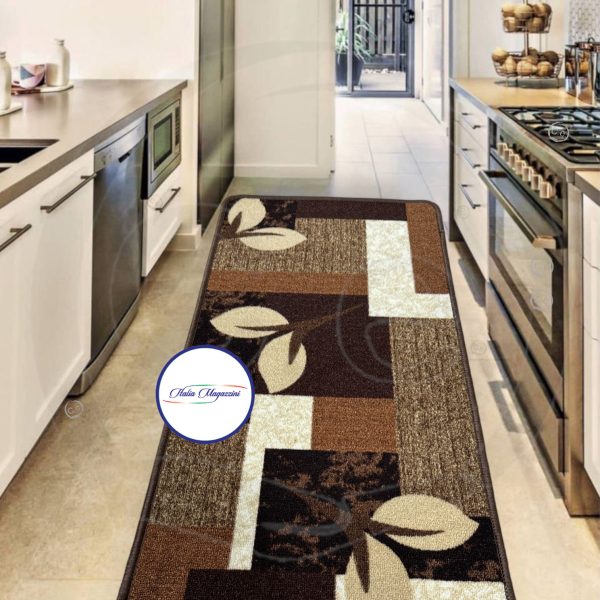 Tappeto Arredo Per Cucina Con Fondo Antiscivolo Fantasia Foglie In Varie Misure