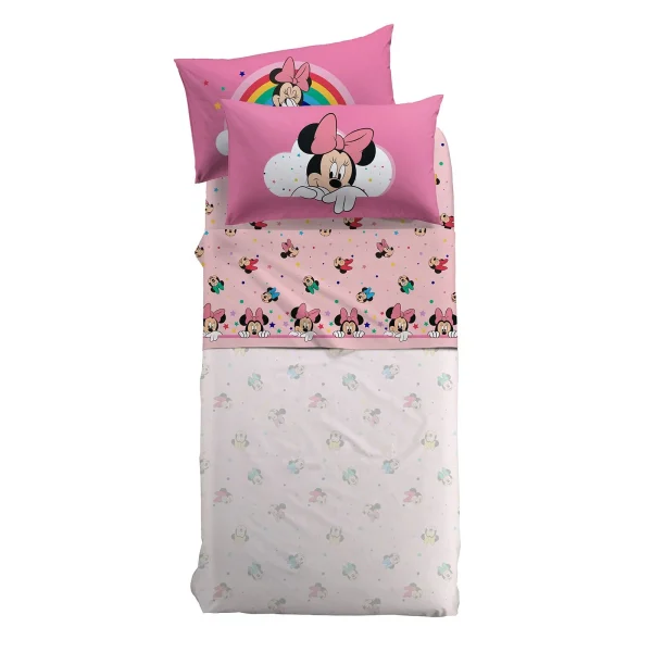 Completo Lenzuola Caleffi Disney Minnie Rainbow Letto Singolo Una Piazza E Mezza