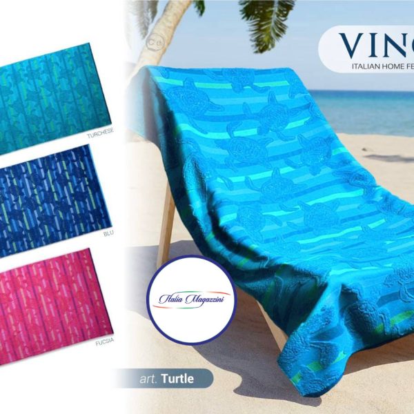 Telo Mare Spiaggia Piscina In Microspugna Stampato Vingi “Turtle” Misura 90×180