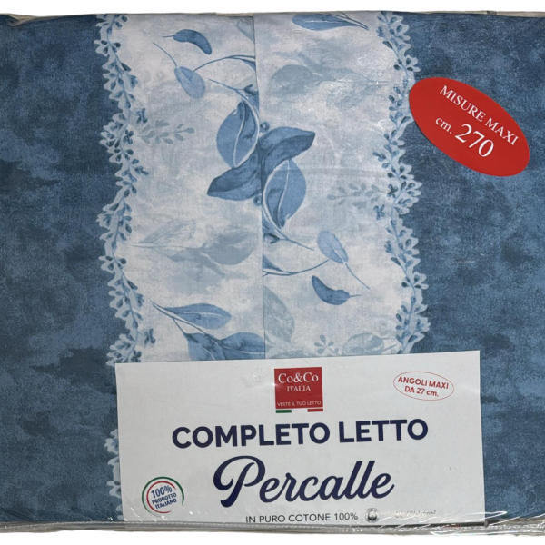 Completo Lenzuola Letto Matrimoniale In Cotone Percalle In Fantasia Floreale