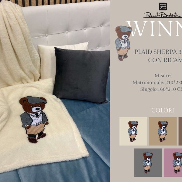 Coperta Plaid Invernale Renato Balestra “Winnie” In Caldo Sherpa Diverse Misure Coperta Plaid Invernale Renato Balestra “Winnie” In Caldo Sherpa Diverse Misure
