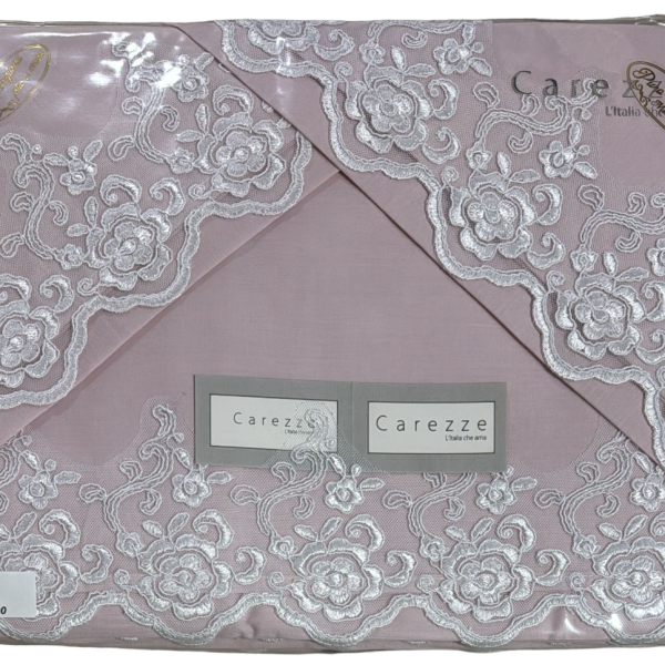 Completo Lenzuola Carezze “Krizia” Letto Matrimoniale In Puro Cotone Con Pizzo
