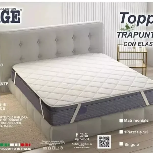 Topper Trapuntato Letto Singolo Matrimoniale Irge Con Elastici Traspirante Topper Trapuntato Letto Singolo Matrimoniale Irge Con Elastici Traspirante