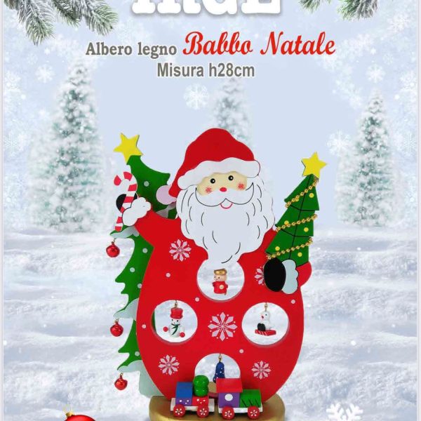 Albero In Legno Irge Babbo Natale Decorazione Natalizia Altezza 28 cm