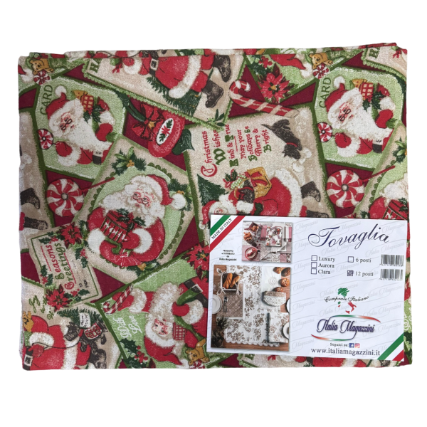 Tovaglia Natalizia Natale Copritavola Per 6-12 Posti Lavabile 100% Cotone Panama