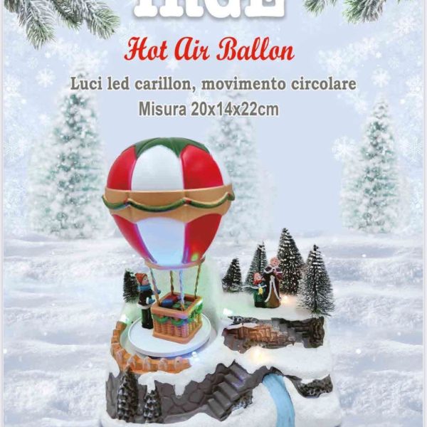 Giostra Carillon Irge Natale Hot Air Ballon Con Luci Led E Movimento Circolare