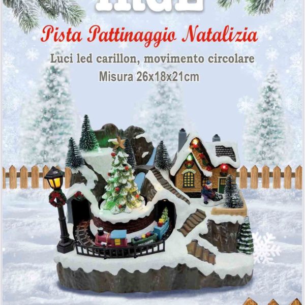 Carillon Irge Natale Pista Pattinaggio Natale Con Luci Led e Movimento Circolare