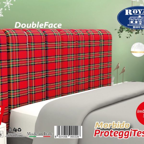 Copritestata Spalliera Per Letto In Morbido Velluto In Fantasia Scozzese Natale