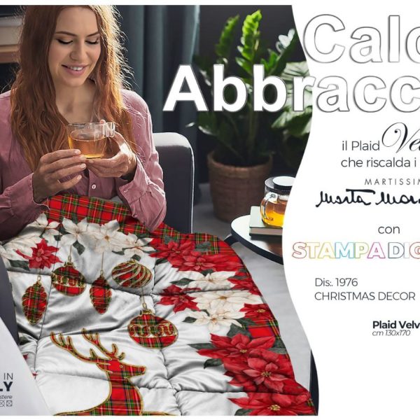 Coperta Plaid Invernale Marta Marzotto In Velvet Stampa Digitale Natalizia