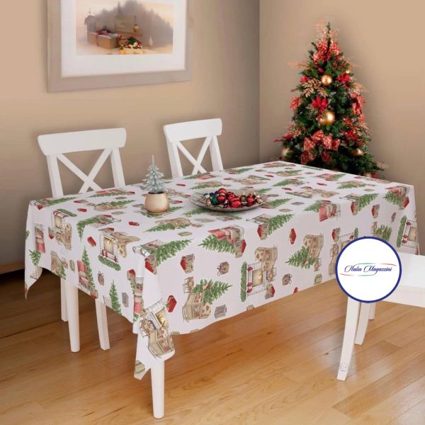 Tovaglia Natale Vingi “Caminetto” In Fantasia Natalizia 100% Cotone Varie Misure Tovaglia Natale Vingi “Caminetto” In Fantasia Natalizia 100% Cotone Varie Misure