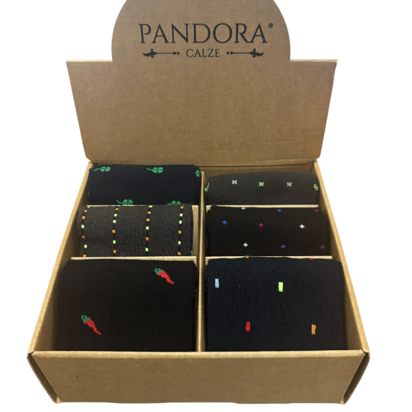 6 Paia Calzini Corti Pandora Calze Uomo Ragazzo In Caldo Cotone Fantasia Casuale