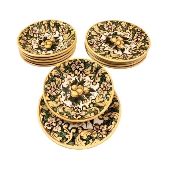 Servizio Piatti Piani Fondi Linea Maiolica In Fantasia Limoni Ceramica Italiana Servizio Piatti Piani Fondi Linea Maiolica In Fantasia Limoni Ceramica Italiana