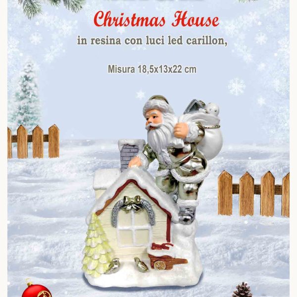 Casa Natalizia Irge Con Babbo Natale In Resina Con Luci A Led E Musica