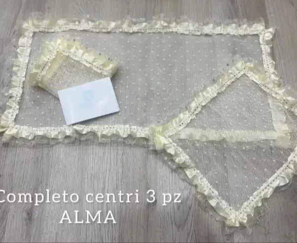 Completo Tris Centrini 3 Pezzi Renato Balestra ” Alma” Elegante Trasparente Completo Tris Centrini 3 Pezzi Renato Balestra ” Alma” Elegante Trasparente