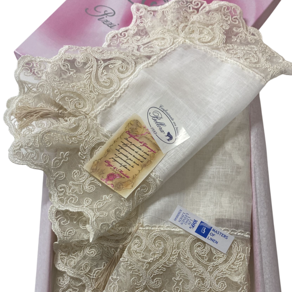 Tris Centri Pizzi e Merletti 100% Puro Lino Con Rifinitura In Pizzo Scatolato Tris Centri Pizzi e Merletti 100% Puro Lino Con Rifinitura In Pizzo Scatolato