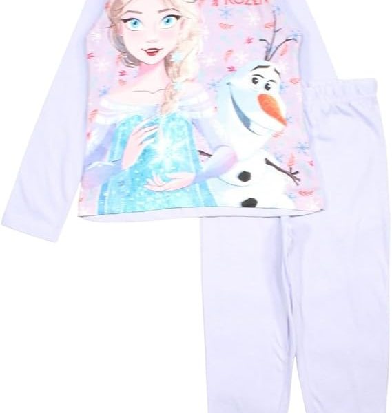 Pigiama Bambina Bimba Disney Frozen In Puro Cotone Leggero Manica Lunga