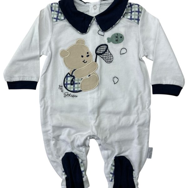 Tutina Neonato Les Jolies In Cotone Jersey Intera Maschietto Manica Lunga Tutina Neonato Les Jolies In Cotone Jersey Intera Maschietto Manica Lunga