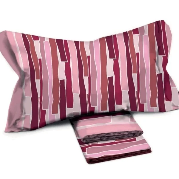 Completo Lenzuola Novia “Alissa” Matrimoniale In Cotone 100% In Fantasia A Righe