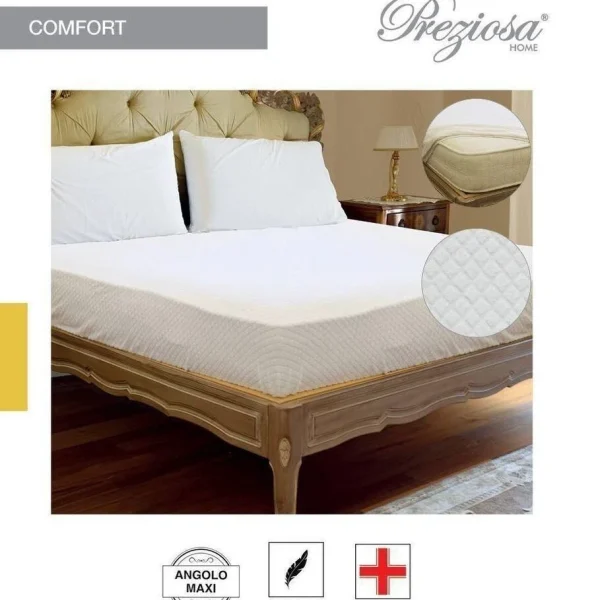 Coprimaterasso Preziosa In Spugna Jacquard Stretch Puro Cotone Varie Dimensioni
