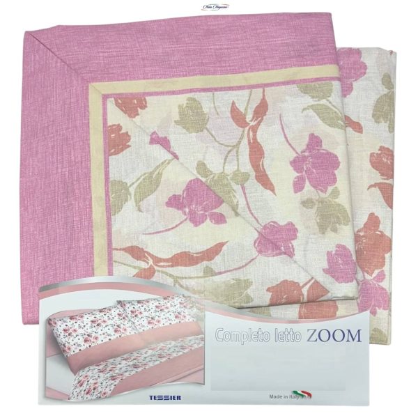 Completo Lenzuola Letto Singolo Matrimoniale Tessier In Cotone Disegno Floreale Completo Lenzuola Letto Singolo Matrimoniale Tessier In Cotone Disegno Floreale
