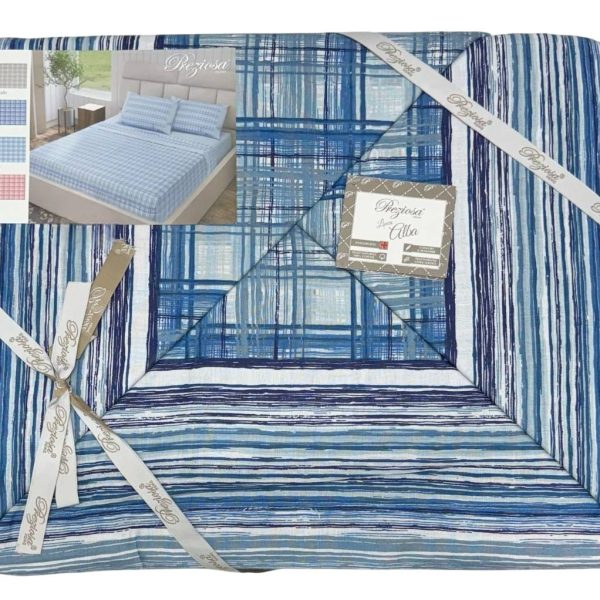 Lenzuola Completo Letto Matrimoniale Preziosa 100% Puro Cotone Made In Italy