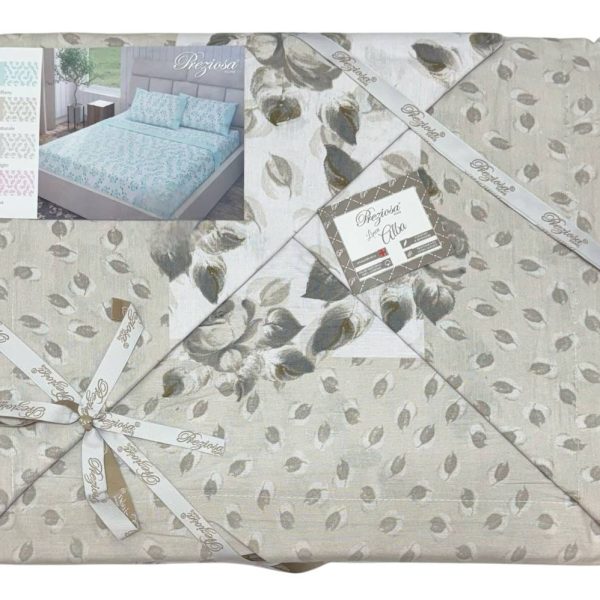 Lenzuola Completo Letto Matrimoniale Preziosa 100% Puro Cotone Fantasia Floreale