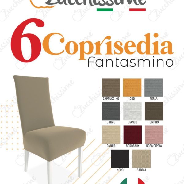 Set 6 Coprisedia Zucchissime Fantasmino Tinta Unita Tessuto Elastico Modellante