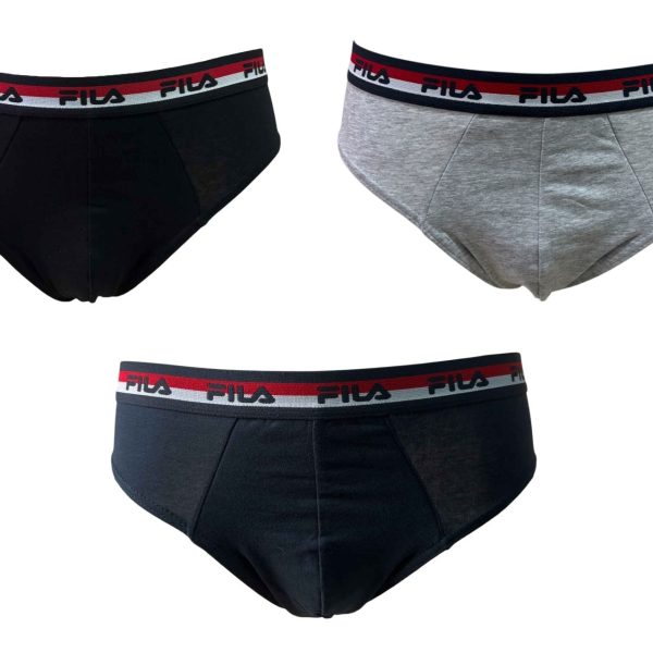 3 Slip Intimo Uomo Fila In Cotone Elasticizzato Con Elastico Esterno Con Logo