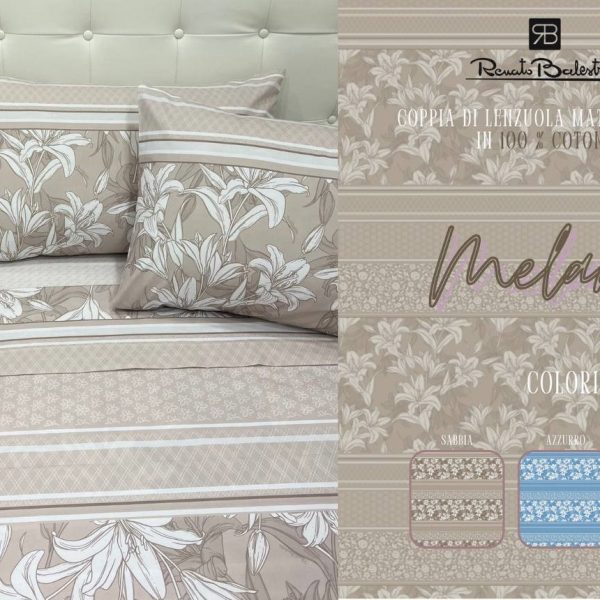 Completo Lenzuola Letto Matrimoniale Renato Balestra Melany In Puro Cotone 100%