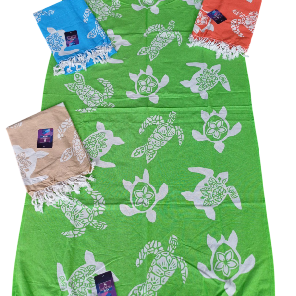 Telo Mare Fouta Spiaggia Con Frange Misure 90×170 cm Cotone Stampa Tartaruga