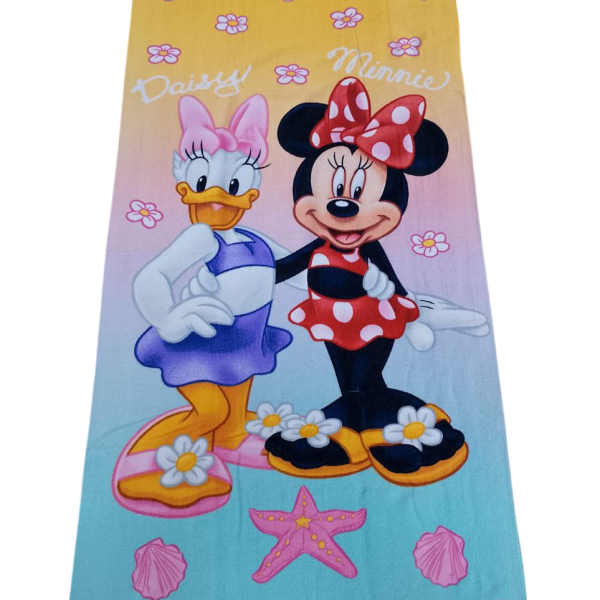 Telo Mare Bambina Disney Minnie e Daisy In Spugna Piscina Spiaggia Asciugamano
