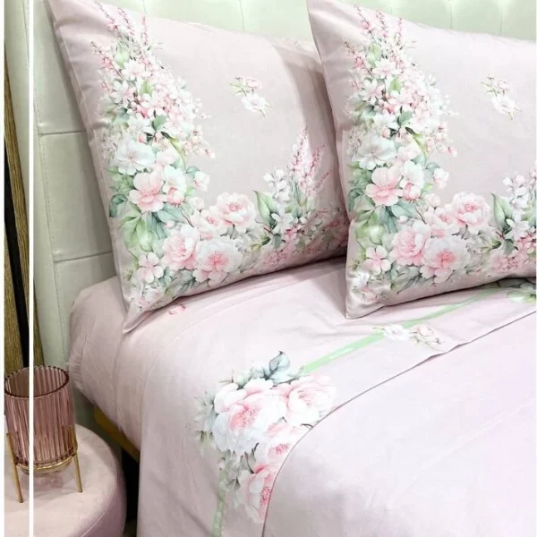 Completo Lenzuola Letto Matrimoniale Renato Balestra Fiorella Puro Cotone 100%